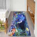 Bathroom Rug Runner 2x6, Thick Anti-Fatigue Non-Slip Memory Foam Kitchen Runner Mat, Ocean Dolphin & Coral Reef Printed, Absorbent Washable Cushioned Carpet for Double Vanity, Shower,Laundry