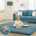 Baby Play Mat for Floor Nursery Rug Muscle Mat Area Rug Playroom Rug Playpen Mat Elastic Foam 1.3" Thick Crawling Mat for Babies,Toddlers, Infants, Kids 71"x79",Indigo