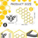 Peryiter 5 Pcs Metal Bee Wall Art Farmhouse Honey Bee Honey Comb Decor Wire Metal Wall Decor Hanging for Living Room Garden Bedroom Office Home (Black, Gold)