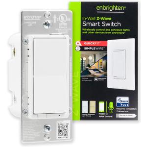 Enbrighten Z-Wave In-Wall Smart Light Switch with QuickFit and SimpleWire, Works with Google Assistant, Alexa, & SmartThings, Z-Wave Hub Required, Smart Home, 700 Series, 58433 (1 Pack)