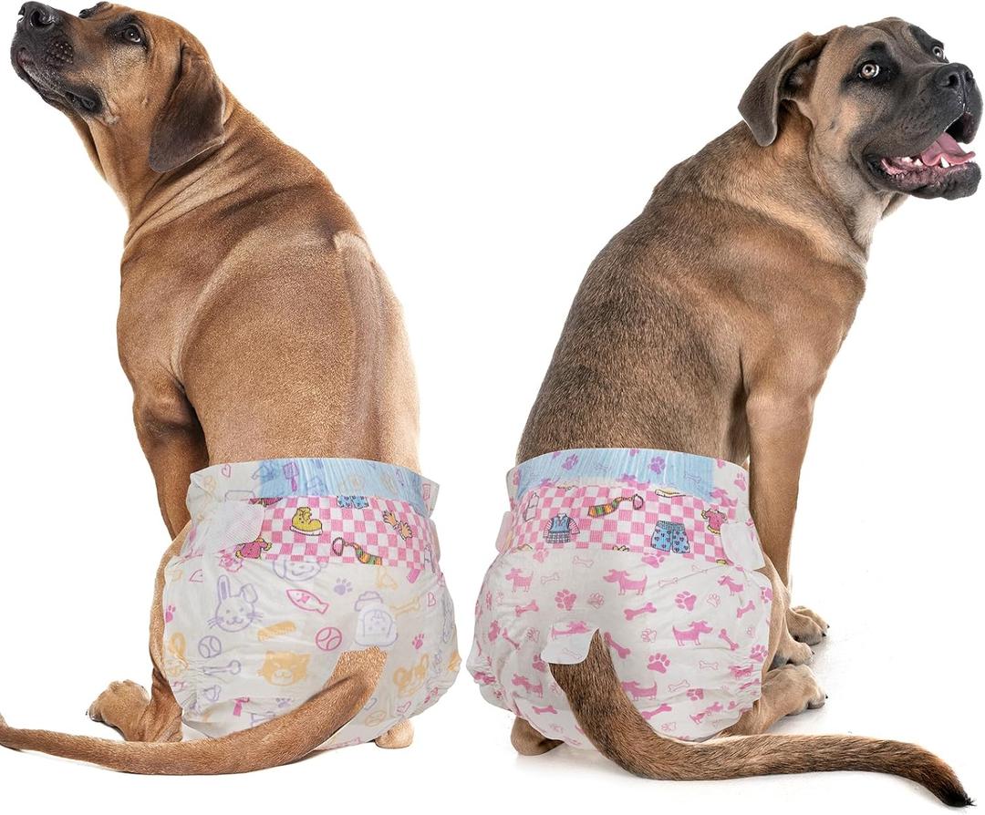 Dono Dog Diapers Female Large Breed-48PCS, Disposable Female Dog Period Diapers for Heart with Wetness Indicator, Super Absorbent Doggie Puppy Diapers Female for Small Medium Large Dogs