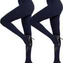 Citystl 2 Pairs Plus Size Black Tights for Women, 40D Solid Color Soft Tights, Control Top Microfiber Pantyhose for women (Small, Navy)