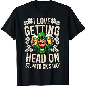 I Love Getting Head On St Patricks Day Funny Naughty Irish T-Shirt (Green, M)