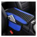 IHOTDER Patchwork Leather Center Console Covers for Cars,Upgraded Arm Rest Cover for Car with Side Storage Pocket for Car Seat Organizer,Middle Console Cover Stylish Car Decoration (Blue)