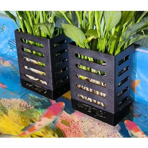 2 PCS Hanging Aquarium Planter Cups, Aquatic Plants Holder, Aquarium Decorations - Fish Tank Plants Pot for Live Aquarium Decor (Black)