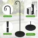 63 Inch Shepherds Hooks for Outdoor Indoor with Round Base Stand, Adjustable Shepherds Hook for Bird Feeder, Lanterns, Wind Chime in Patio Garden