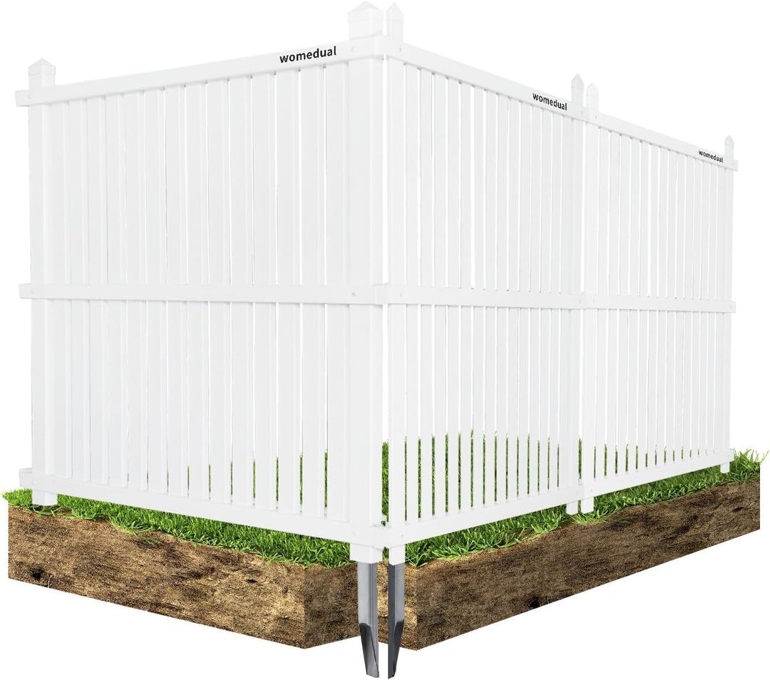 Air Conditioner Fence - 36" W x 45" H Trash Can Fence Panels, Easy Assembly Privacy Screen for Outside, Decorative for AC Units & Pool Equipment, White Vinyl, 3 Panels