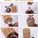 Rattan Table Lamp,Boho Small Beside Lamp,Mini Farmhouse Table Lamp for Room Decor,Vintage Wicker Wooden Nightstand Bamboo Woven End Table Lamps for Living Room Bedroom Desk Kids Room,LED Bulb Included