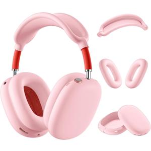 Silicone Case Cover for AirPods Max HeadphonesAnti-Scratch Ear Cups Cover/Ear Pad Case Cover/Headband Cover 3 in 1 Accessories Silicone Protector for Apple AirPods MaxPink