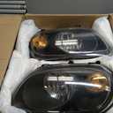Headlight Assembly for Chevrolet HHR 2006-2011 Black Housing Amber Reflector Clear Lens Driver and Passenger Side Headlamp