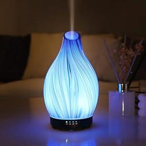 INRORANS Art Glass Essential Oil Diffuser - 160ml Ultrasonic Aromatherapy Diffuser with 7-Color LED Night Light, Intermittent Mist, Auto Shut-Off, and Timer for Office, Home, Yoga - Soul Dancer Style