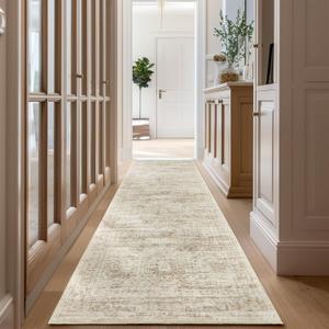 Long Bathroom Rugs Runner - Washable Runner Rugs for Hallway 2x10, Ultra-Thin Soft Kitchen Carpet Runner, Anti Slip Backing Runner Rugs for Entrance, Bedroom, Living Room(2'x10', Beige/Ivory)