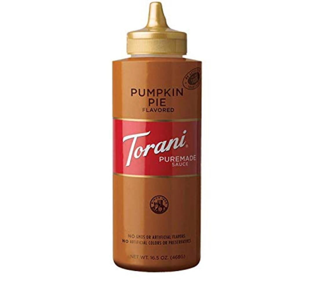 Torani Puremade Sauce, Pumpkin Pie, Squeeze Bottle, 16.5 Ounces 4 Pack, BB 15MAY26