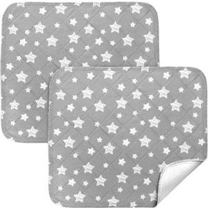 Waterproof Bed Pads Washable, Absorbent Chuck Pads Non Slip for Incontinence, Washable Pee Pads for Dogs, Waterproof Mattress Protector for Seniors, Bedwetting Kids, Hospitals, Pets, 18"x16" 2 Pack (Gray Star)