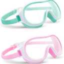 Aegend 2 Pack Swim goggles for Kids 3-15, Anti-Fog Anti-UV Wide Vision Waterproof, No leak Swimming goggles for Boys Girls (Light Green & Light Pink)