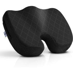 EPSCY Memory Foam U-Shaped Cushion for Coccyx, Hemorrhoid, Sciatica & Tailbone Pain Relief - Pressure Reducing Seat Cushion with Removable Cover - Postpartum Pillow for Office Chair, Wheelchair, Black