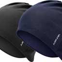Beanie for Women - Men Modal Sleep Cap, Cotton Chemo Beanie Hat - Unisex Skull Cap - Soft and Skin Friendly Beanies (Black+navy Blue)