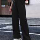 Womens Wide Leg Sweatpants High Waisted Lounge Pants with Drawstring Casual Athletic Yoga Workout Pants No Pockets (Black, L)