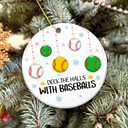 4 x Baseballs Ornament 2025  White Elephant Gift, Deck The Halls with Baseballs Ceramic Ornament  Holiday Tree Decoration for Baseball Players & Fans, Gag Gift & Stocking Stuffer