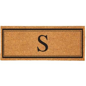 Evergreen Monogram Extra Large Coir Doormat, 60x24 Inches Front Door Mat, Outdoor Indoor Entrance Rug, Welcome Mat for Double Doors Porch Patio, Housewarming Gift, Letter S