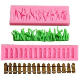 3D Grass Fence for Fondant Silicone Mold, Garden Picket Cake Decoration Fence Fondant Mold for Cake Decoration, Cupcake Topper, Polymer Clay, Candy, Chocolate, Soap Wax Making Crafting Project