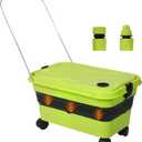 Collapsible Bucket 5.8 Gallon 22L with Wheels Handle Drain Plug Water Outlet and 2 Universal Connectors for Portable Pressure Washer Cordless Car Washing Camping RV Pet Bath Multi-Use