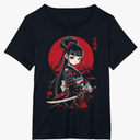 Japanese Gothic Kawaii Anime Samurai Cat Mom Woman Girls T-Shirt, 2XL