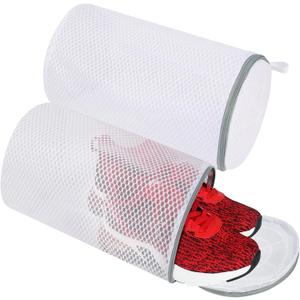 Vivifying Shoe Washing Machine Bag, 2 Pack Honeycomb Mesh Laundry Bag with Zipper for Sneakers, Running Shoes, Sock, Bras, Delicates and Toys (2 Shoe Bags (7.8" x 14"))