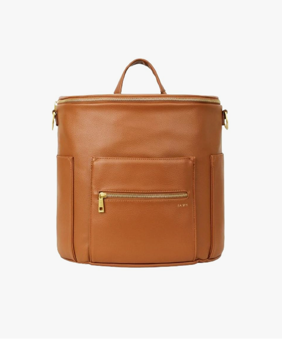 FAWN DESIGN The Original Diaper Bag, Faux Leather Diaper Bag Backpack, Vegan Leather, Large Capacity Baby Bag for Mom