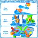 Water Sand Table for Toddler Kids - 4-Tier Multifunctional Summer Toys,Outdoor Backyard Beach Playset with Stable Design,Sensory Learning Activity Game Gift for Boys Girls(Navy)