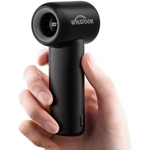 WHATOOK Portable Handheld Fan, High Speed Turbo Mini Fan with 5 Speeds, 3000mAh USB-C Rechargeable Personal Fan, LED Digital Display, Small Pocket Fan for Travel, Camping, Concerts, Makeup (Black)