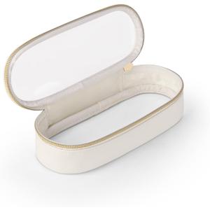 Soimeat Clear Travel Makeup Brush Holder, Leather Makeup Brush Toiletry Bag, Portable Cosmetic Brush Case, Transparent Waterproof Makeup Brush Storage Bag, White