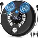 Greadio Portable Bluetooth CD Player with 2000mAh Rechargeable, Personal CD Player for Car with FM Transmitter/AUX, CD Discman Player with Headphone, 120s Anti-Skip, USB Port, Backlight (Black)