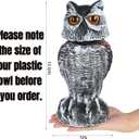 Hausse 2 Pack Fake Owl Decoy Bird Scarecrow Sculpture, Rotating Head Plastic Owl Bird Deterrents, Nature Enemy Horned Pest Repellent for Outdoor Garden Yard