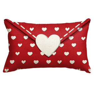 AVOIN colorlife Valentine's Day Envelope Throw Pillow Cover, 12 x 20 Inch Red Heart Red Anniversary Wedding Cushion Case Decoration for Sofa Couch