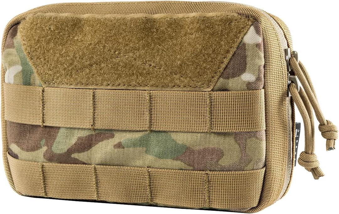 OneTigris MOLLE Pouch, Tactical Admin Pouch Belt EDC Tool Organizer Zippered Utility Waist Pack 7.5"x5"x2" (Medium, Camocolor)