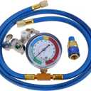 R134A Refrigerant Charge Hose Kit, 1/4 SAE Port for R12 R22 Air Conditioning, 59" Recharge Hose with 2.75" Gauge, Removable Universal Freon Can Tap, and R134a Low Side Quick Couple for Car