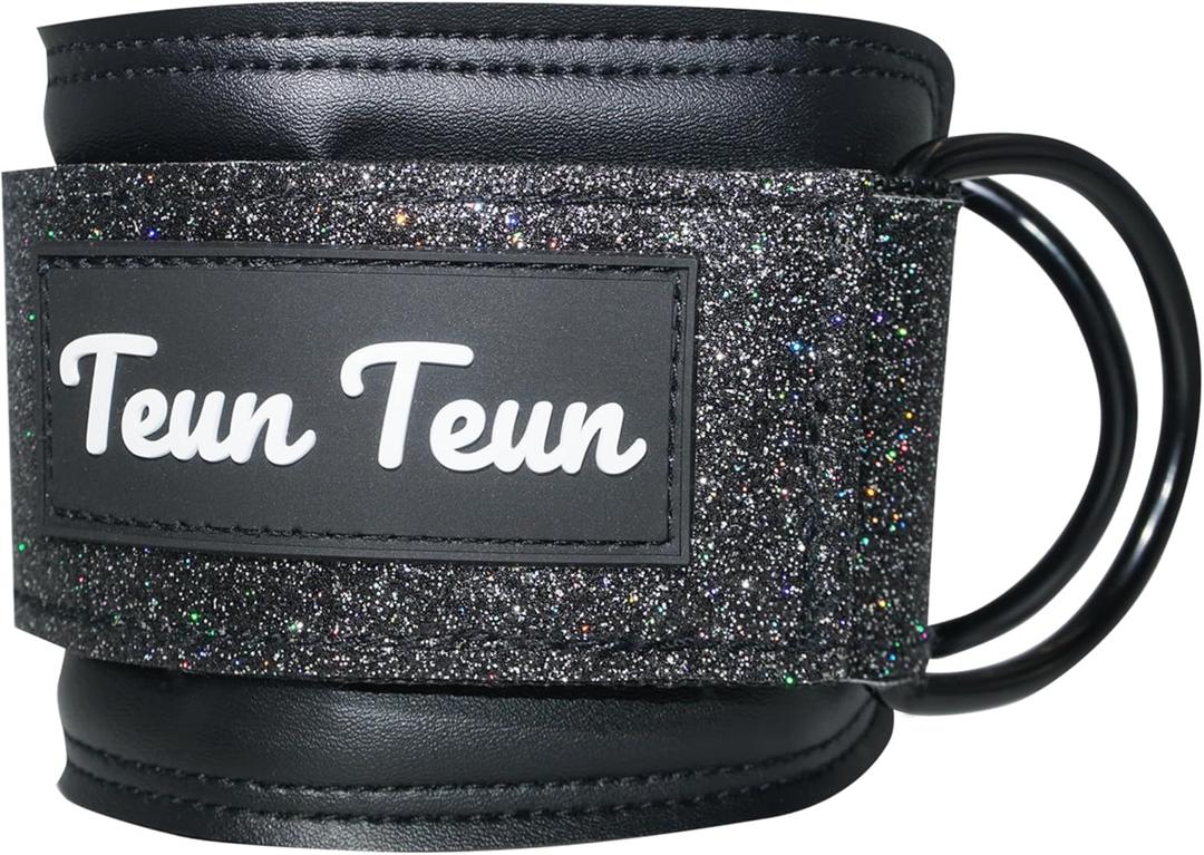 2 x Glitter Ankle Straps for Cable Machine, Women's Glute Kickback Attachments, Gym Cable Straps for Booty Workout, Leg Extension & Hip Abductors