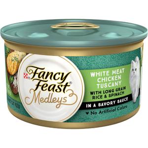 Purina Fancy Feast Wet Cat Food, Medleys White Meat Chicken Tuscany With Long Grain Rice & Greens - (Pack of 24) 3 oz. Cans BB JAN 2028