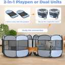 2-in-1 Cat Playpens, Detachable into 2 Separate Playpens with Additional 2 Doors, Portable Dog Playpen Cat Tent Enclosure for Kitten and Puppy Indoor Outdoor Use(M)