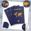 100 Pcs Kids Passport Book – Blank Fake Passport Notebooks for Pretend Travel, Party Supplies, School Projects, Travel-Themed Events