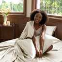 CozyLux Satin Sheets Full Size Sheets - 4 Piece Silky Full Size Bed Sheets, Luxury Beige Full Bed Set with Smooth and Soft Microfiber, Includes 1 Fitted Sheet, 1 Flat Sheet and 2 Pillowcases