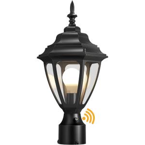 Lamomo Updated Large Size Dusk to Dawn Outdoor Post Lights, Waterproof Aluminum Lamp Post Light Fixture, Lamp Posts Outdoor Lighting Pole Lantern for Yard Patio Pathway Garden, 18.15nch-1Pack