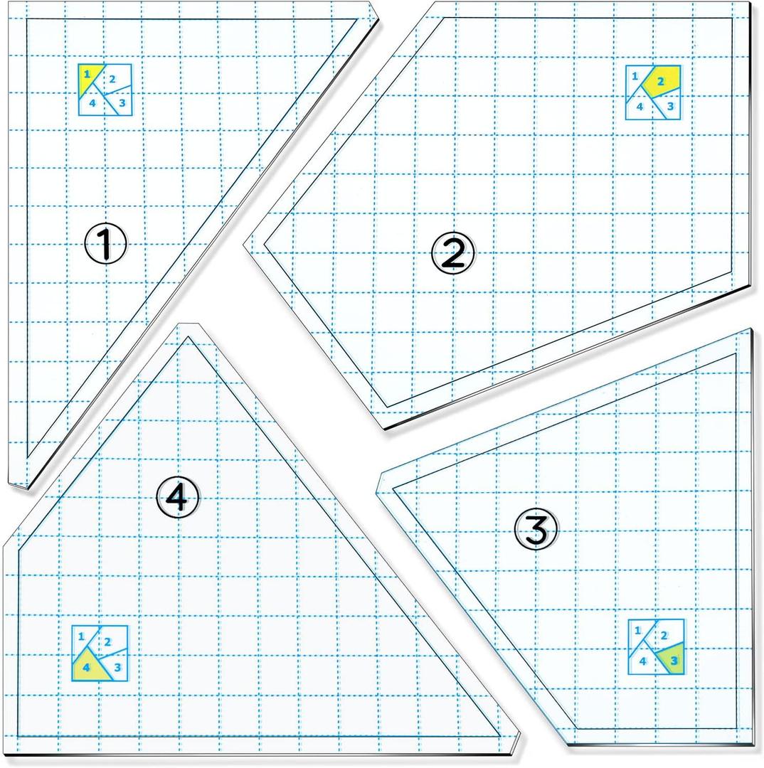 Jutom Quilting Templates Set Acrylic Cutting Templates for Quilting Sewing Machine Ruler DIY Hand Patchwork Stencils for Cutting Patterns