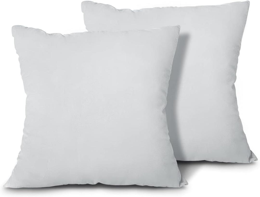 EDOW Throw Pillow Inserts, Set of 2 Lightweight Down Alternative Polyester Pillow, Couch Cushion, Sham Stuffer, Machine Washable (Grey, 16x16)