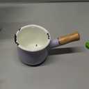 0.6qt Mini Enamel Milk Pot Insulated Wooden Handle 2 Pour Spouts Small Food Warmer Cute Saucepan(D015,Purple)