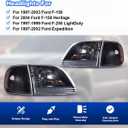 ROXX Headlights w/Corner Lights Assembly for 1997-2003 Ford F150 and 1997-2002 Ford Expedition/For 1997-1999 Ford F250 Light Duty, F150 Headlights Pair w/Chrome Reflector High Low Beam (Black)