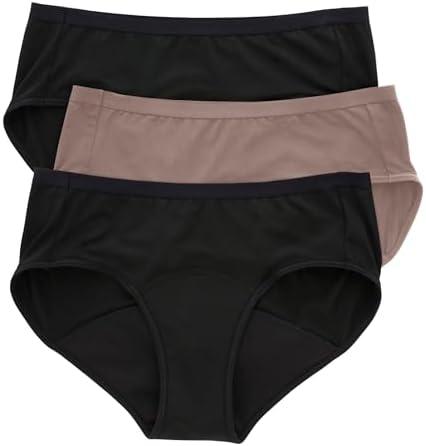 Hanes Comfort, Women's Period Underwear, Moderate Leaks Protection, Washable Hipster Panties, 3-Pack XL