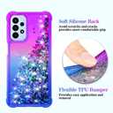 4 x for Galaxy A23 Case with HD Screen Protector,Gradient Quicksand Glitter Liquid Floating Waterfall Durable Girls Cute Phone Case for Samsung A23 5G (Purple/Blue)