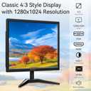 17 Inch Computer Monitor, 4:3 1280x1024 Small Desktop Square Monitor with VGA HDMI, VESA Wall Mountable, Built-in Speakers for Office POS Raspberry Pi Industrial